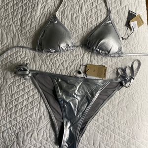 Metallic Silver String Bikini